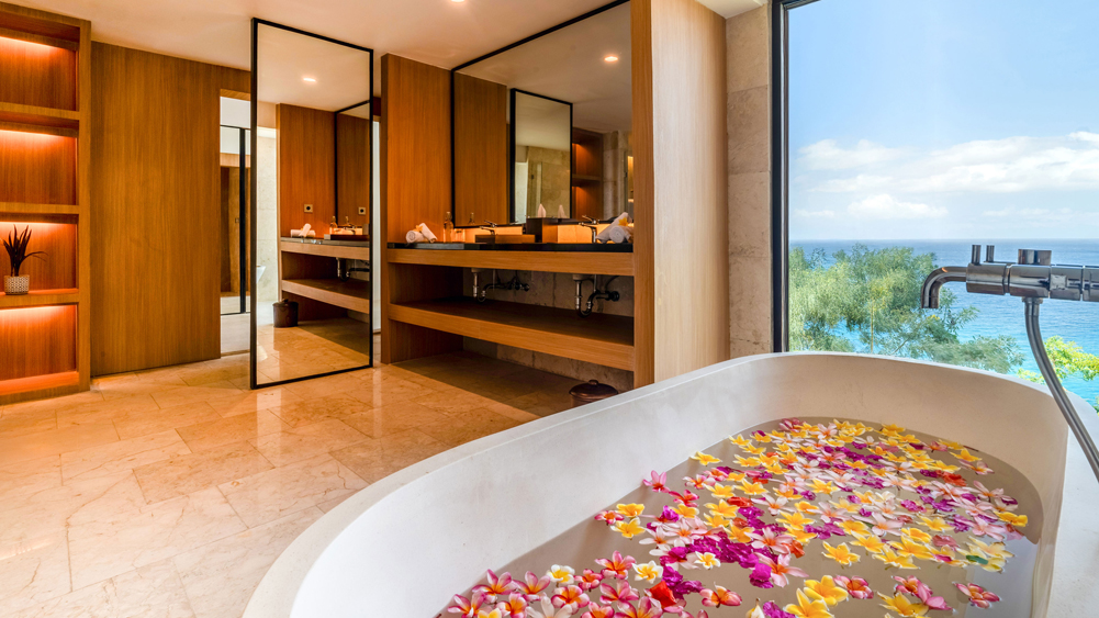 12 Elite Havens - Villa Kukenan - Lombok Indonesia - Master suite ensuite bathroom with ocean view